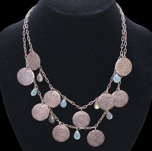 Coin labradorite necklace sterling plated hook closure Stella &